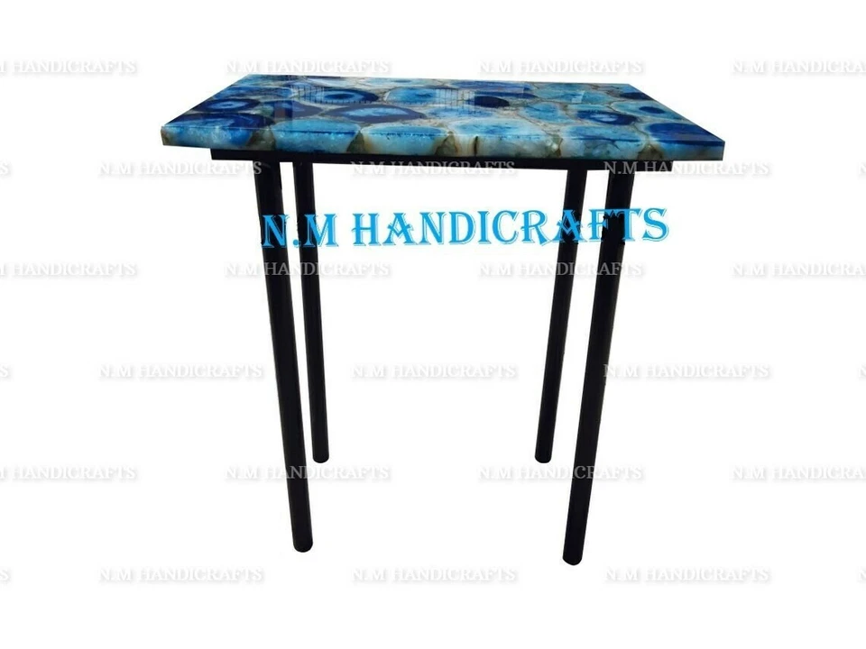 Blue Agate Table Top Agate Coffee Table Agate Side & End Table Agate Console top - Image 3 of 4