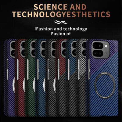 For Google Pixel 9 Pro Fold Luxury Carbon Fibre Texture Mag Safe Back PC Case