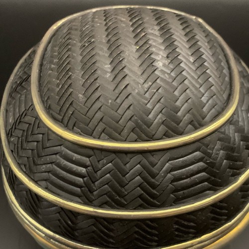 Candone Wharton Raku Pottery Basketweave & Glaze Vessel Bowl SIGNED with Lid - Picture 8 of 17