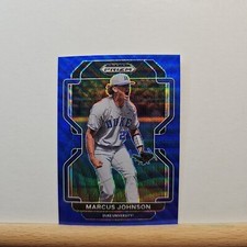 2022 Prizm Draft Picks Baseball Marcus Johnson base BLUE WAVE Prizm card PDP112