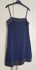 ZARA navy, draped bodice, layered below-knee dress - UK12