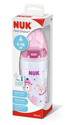 NUK First Choice Plus Babyflasche Winter Wonderland 300ml mit Trinksauger 6-18m