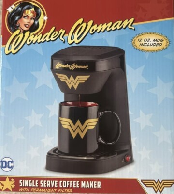 New DC Wonder Woman Single Serv Electric Coffee Maker w Mug no K-Cup $14.95