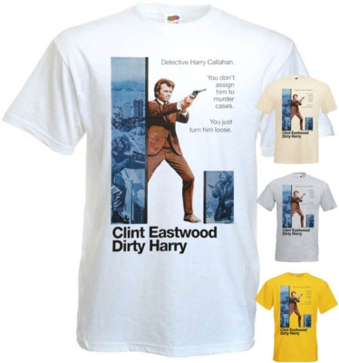 Dirty Harry v2 T shirt Clint Eastwood 100% cotton white yellow all sizes S-5XL