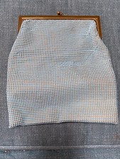 VTG 1950 s WHITING DAVIS POWDER BLUE FOLDOVER CLUTCH PURSE HANDBAG- RARE