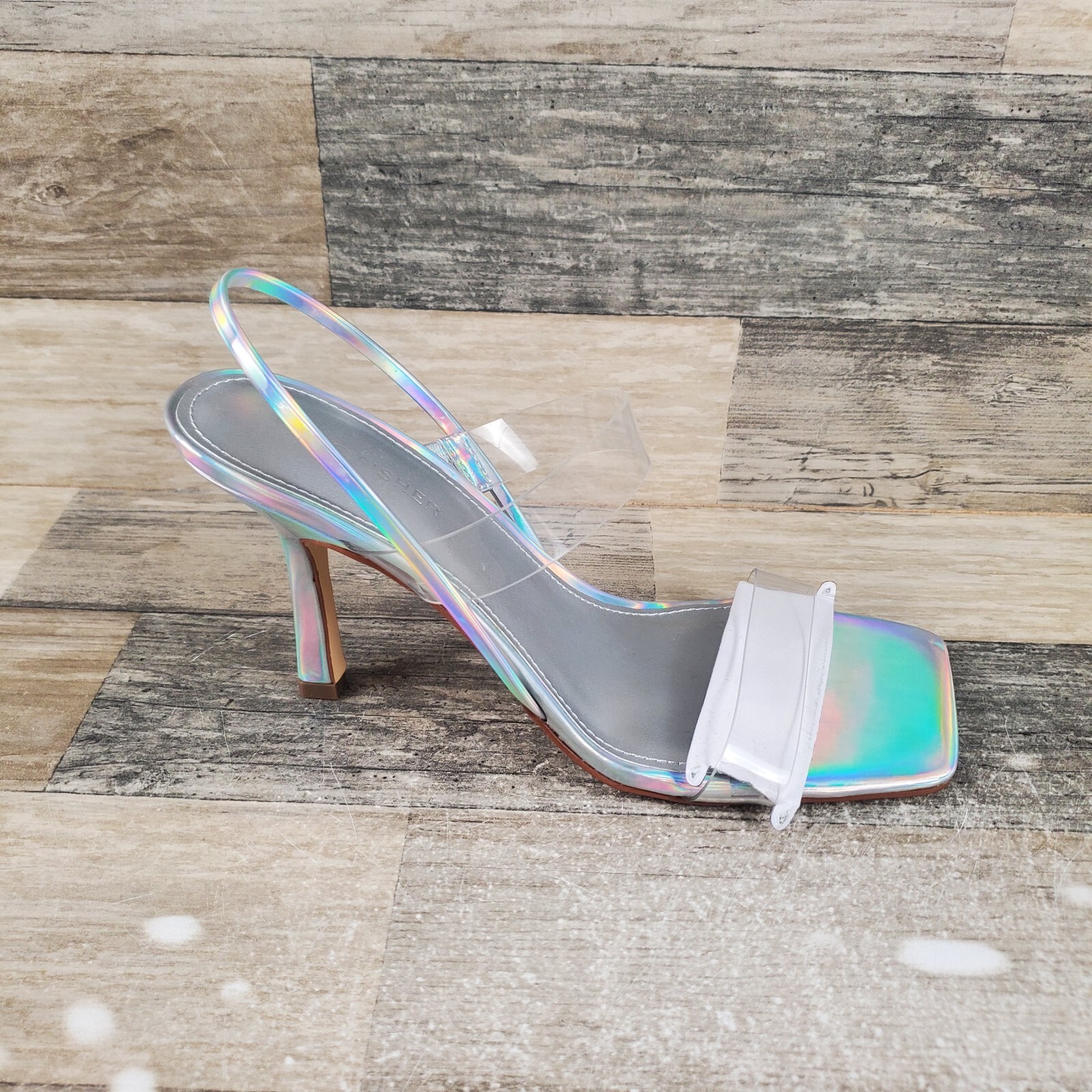 APL Sandali donna Marc Fisher Dekle taglia 9 M argento soletta imbottita cinturino