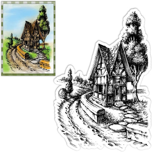 House Scenery Clear Stamps for Card Making Decorative Country Cottage Background