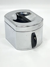 Kromex Chrome Grease Canister MCM Vintage Square Silver Aluminum 6.5" w/ Liner