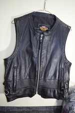 Vintage Harley Davidson Heavy Leather Vest MENS L Black USA Made