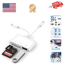 SD Card Reader for iPhone, iPad, USB C Lightning Dual Port SD Card Adapter, M...