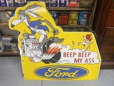 Ford Coyote Roadrunner 429 Boss Beep Beep My A Heavy Porcelain Sign Hot Rod Lg