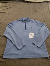 IZOD Saltwater Pullover Mens Large Blue Relaxed Classics 1/4-Zip Sweater logo