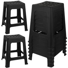 TURSTIN 6 Pack Plastic Stools 16.9 Inch Black Nesting Stools Portable Backless B