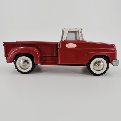 Vintage 1960s Tonka Stepside Pickup Red/White Pressed Steel