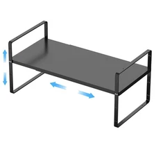 Expandable Cabinet Shelf Organizers, Stackable Metal Pantry Storage Shelves R...