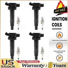 4x Ignition Coil UF333 and Spark Plugs For 02-03 RAV4 02-06 Solara L4 2.0L 2.4L