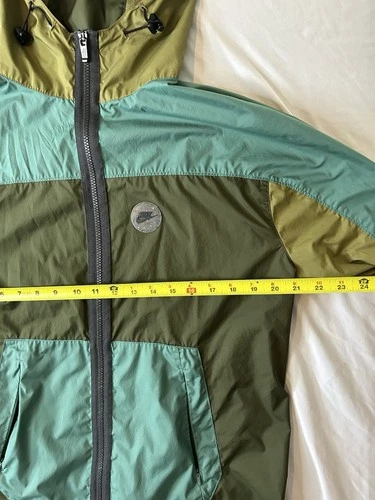 Nike Men’s Hooded Full Zip Colorblock Windbreaker Jacket Green/Blue Size S image 3