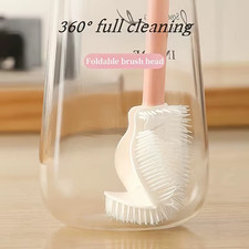 360 CLEANING Foldable Silicone Bottle Brush Long Handle Reusable Scrubber