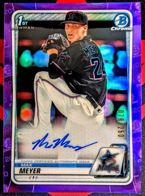 2020 Bowman Chrome Max Meyer 1st Bowman Purple Refractor Auto /250