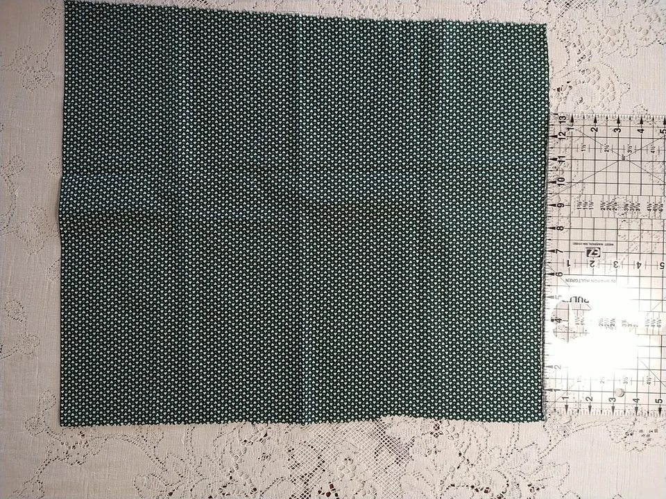 REMNANT Dark Green with Hearts Fabric Vintage 17" x 21 1/2" Country Christmas - Image 2 of 3