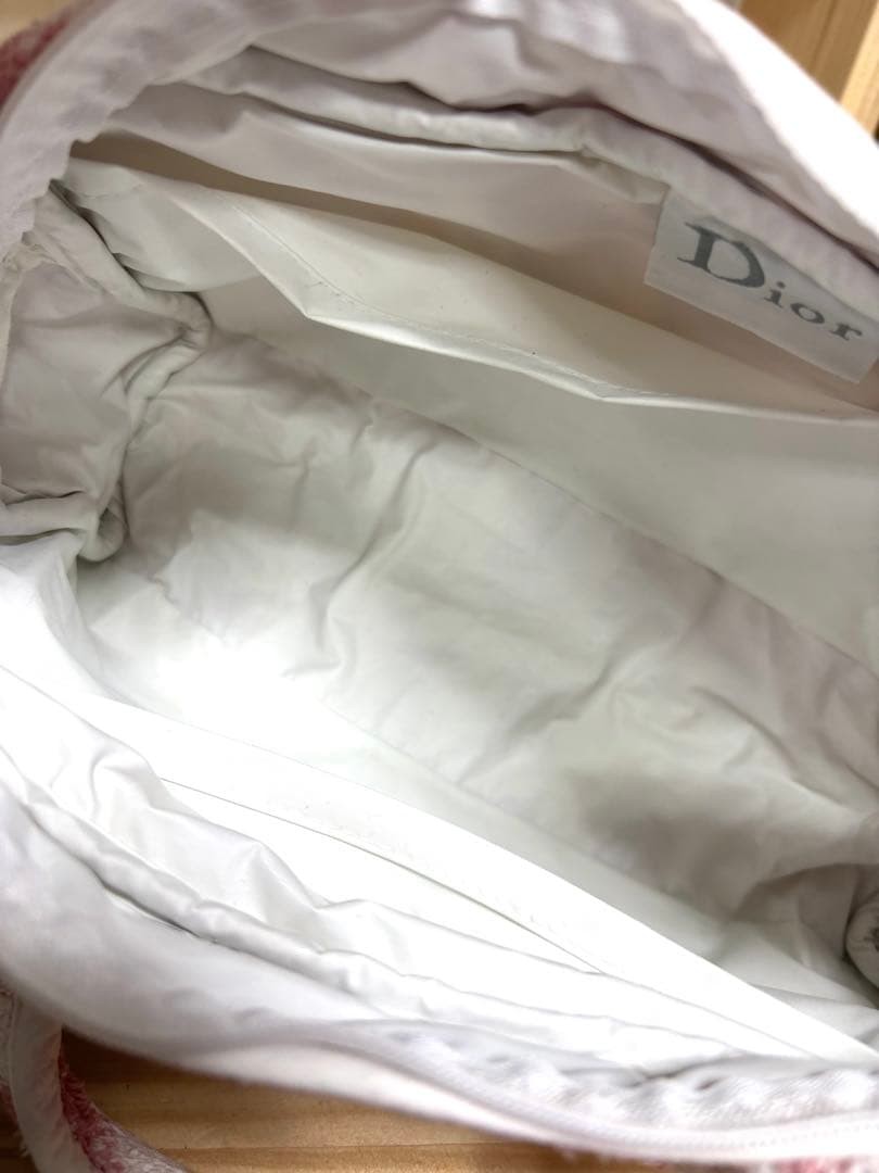 Christian Dior Handbag Terry Cloth Pink White Trotter Pocket Women's Authentic thumbnail 18