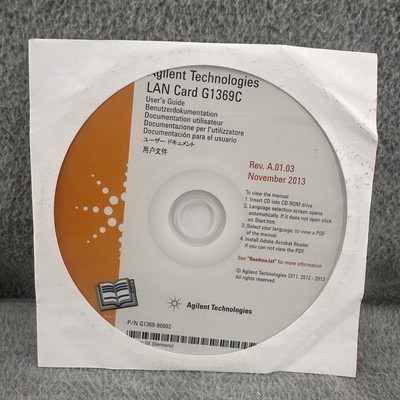 AGILENT TECHNOLOGIES - Lan Card G1369C User's Guide DVD  EX