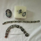 Siam Vintage Sterling Silver Jewelry Set Bracelet Ring Brooch Earrings Animals