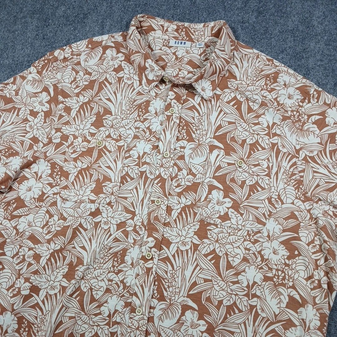 ROWM Hawaiian Shirt Mens 3XT Short Sleeve Button Up Floral Tropical Heavy Cotton