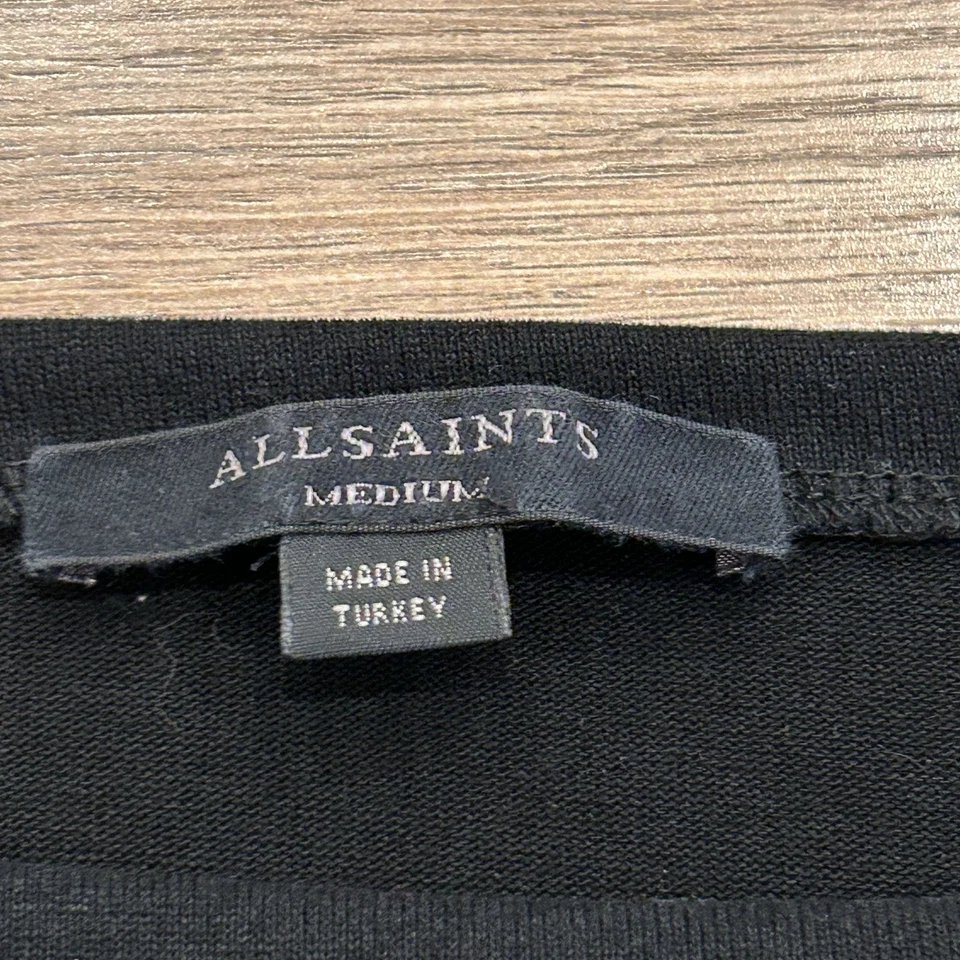 Camiseta All Saints Rita Para Mujer M Negra Hombro Caído Diseñador Talla Grande Manga Larga Foto 3 de 4
