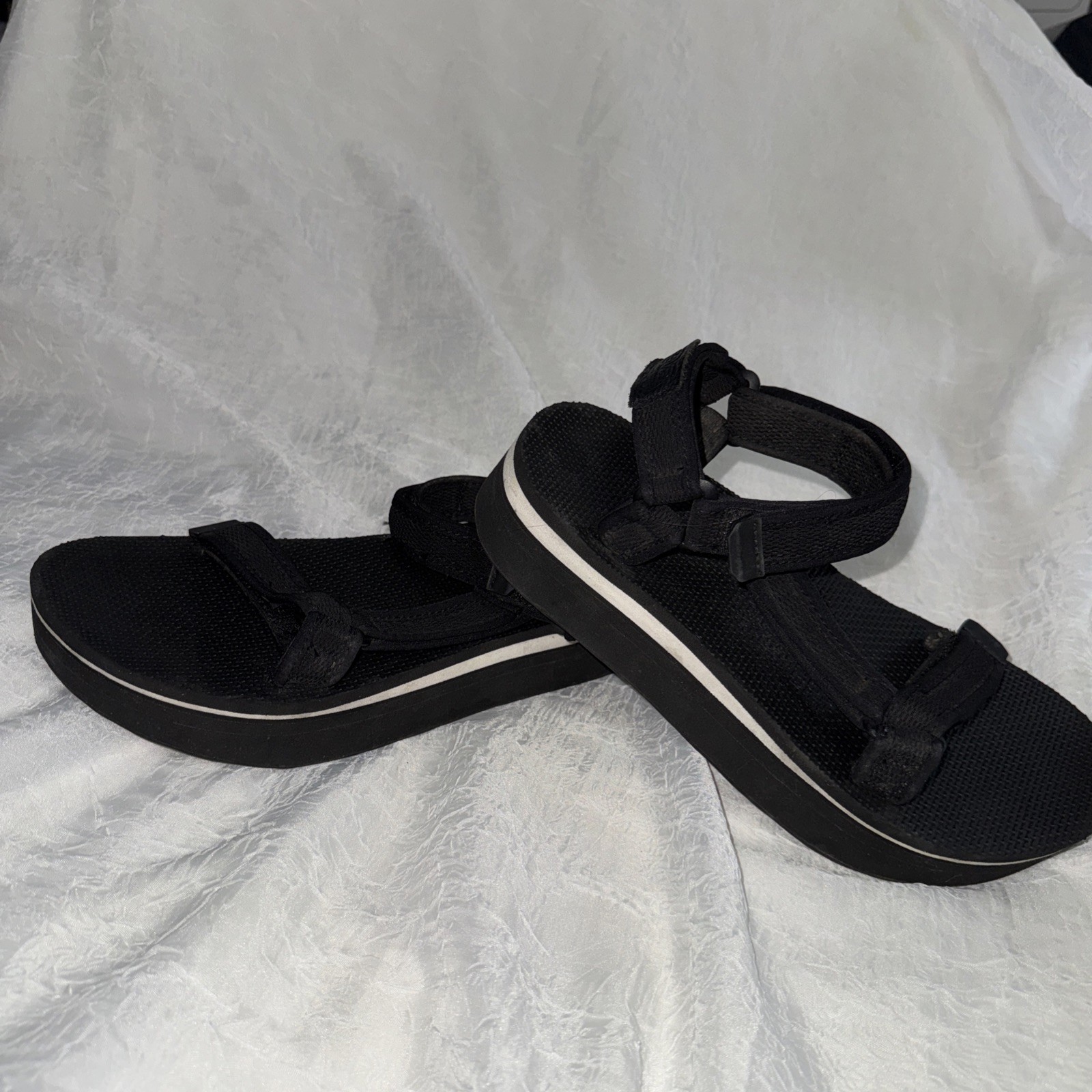 Teva Flatform Universal Black Mesh Print Platform Sandal Womens 10 image 6