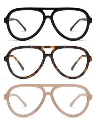 AMOMOMA 3 Pack Retro Aviator Reading Glasses for Women Men,Classic Large Over...