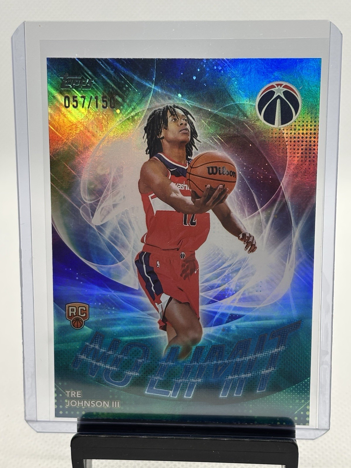 2025 Topps Basketball Tre Johnson III No Limit Blue Foil /150 Wizards Rookie RC
