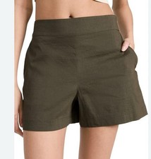 Theory Mini Utility Shorts Womens Sz 2 Fern Green Comfy  Linen Blend NWT $215