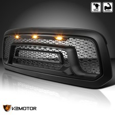 Fits 2013-2018 Dodge Ram 1500 Mesh Style Front Hood Grille W Amber Led Lights