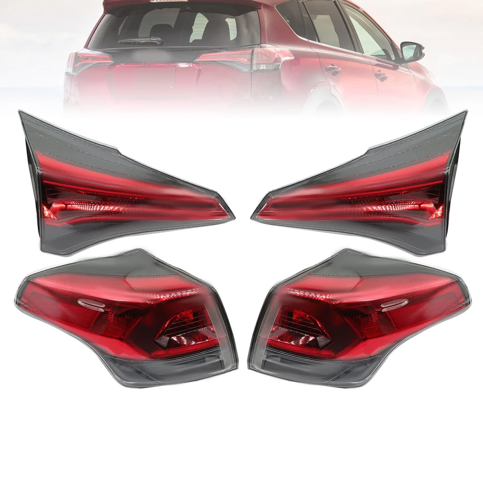 For Toyota RAV4 2016-2018 Halogen Left Right Outer Inner Set of 4PCS Tail Lights Foto 4 de 4
