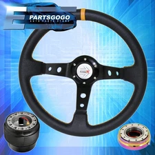 Typer Black Yellow Steering Wheel Neo Chrome Quick Release For 03-15 Accord