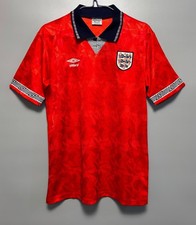 ENGLAND 1990/1991/1992 AWAY FOOTBALL SOCCER SHIRT JERSEY UMBRO MENS RED SIZE S