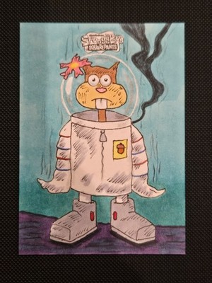 2025 Topps Chrome Spongebob Sandy Cheeks Sketch - Dan Lydiate Artist Auto