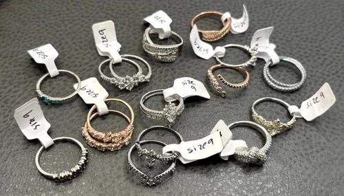 Lot Of Bomb Party Rings Cocktail Statement Crystal Silver / Rose / Gold Tone image 6