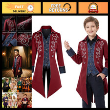 Kids Steampunk Tailcoat Jacket Costume - Boys Halloween Medieval Outfit, Cosplay