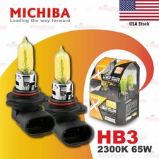 2x Hb3 9005 Michiba 12v 65w Headlight Halogen Bulbs Globe 2300k Lemon Yellow