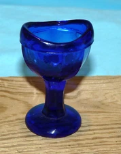 1930s Vintage Dark Cobalt Blue Glass Eye Wash Cup Ocular Care , England