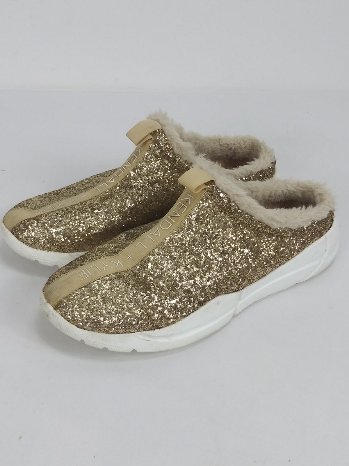 PANTOFOLA D’ORO Scarpe slip on Kendall & Kylie oro glitter Wmns 9 vacanze Natale foderate in pelliccia
