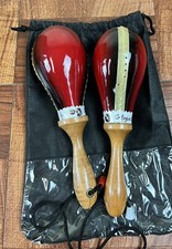 Leather Mini Maracas With Bag, Red And Black Design. Maracas De Cuero-Mini 8.5  