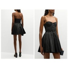 NWT Alice + Olivia Adara Spaghetti-Strap Bustier Mini Dress Black Size 8