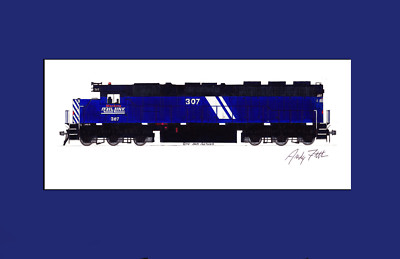 Montana Rail Link SD45-2 #307 11''x17'' Matted Print by Andy Fletcher signed