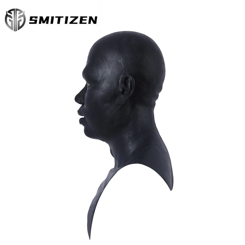 Máscara de silicona realista negra SMITIZEN Disfraz masculino Prendas para la cabeza Juegos con disfraces Mascarada Foto 4 de 4