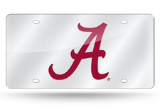 Alabama Crimson Tide Mirror Car Tag License Plate Silver Red A University Alabama Crimson Tide Mirror Car Tag License Plate Silver Red A University