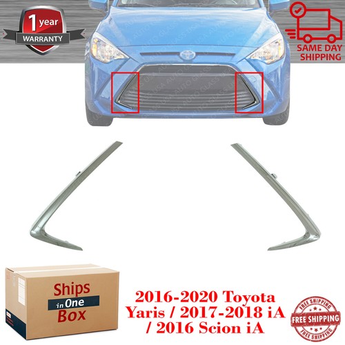 Grille Chrome Moldings Set Of 2 For 2016-2020 Toyota Yaris / iA / 2016 ...