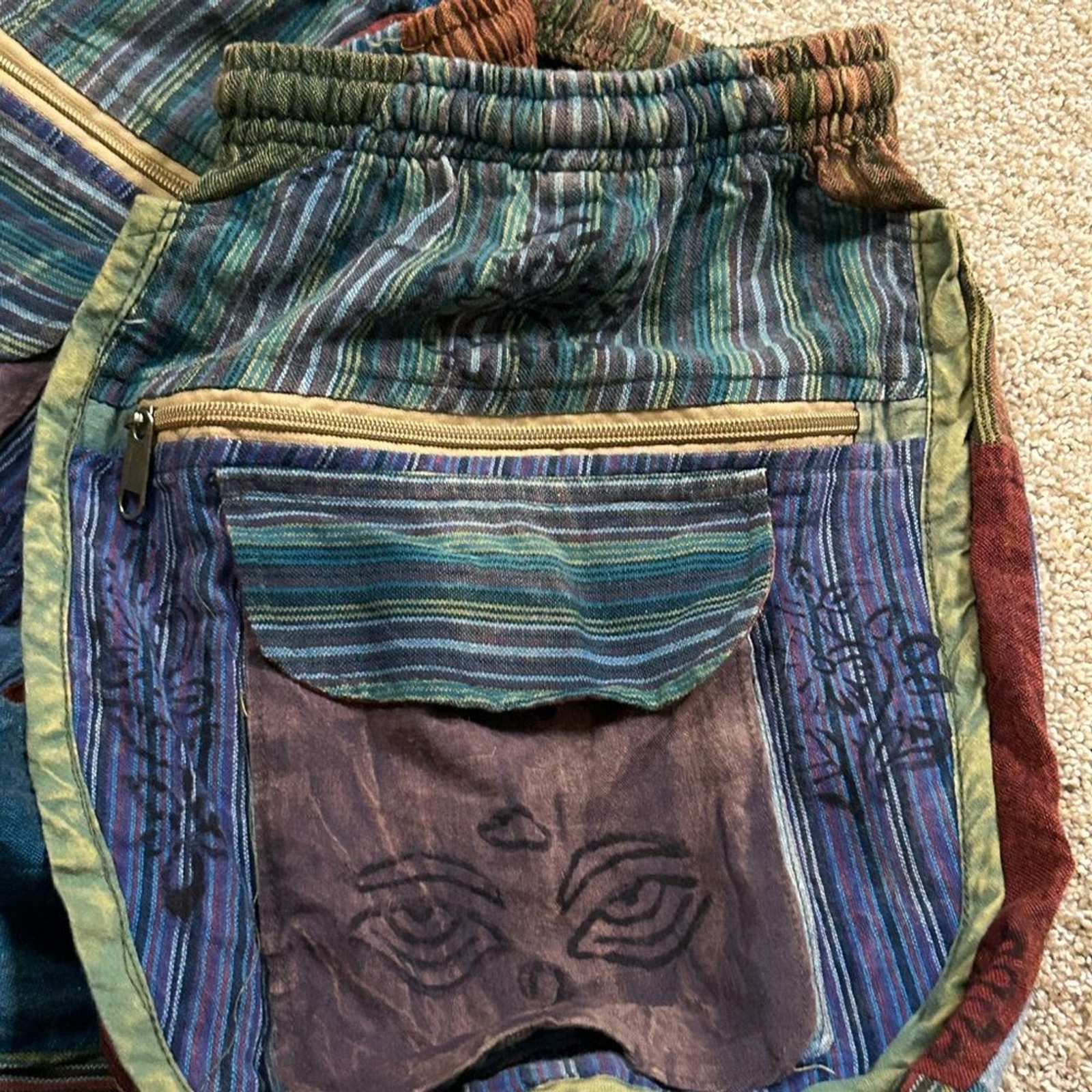 Hippie patchwork pants Cargo Drawstring Elastic w… - image 7